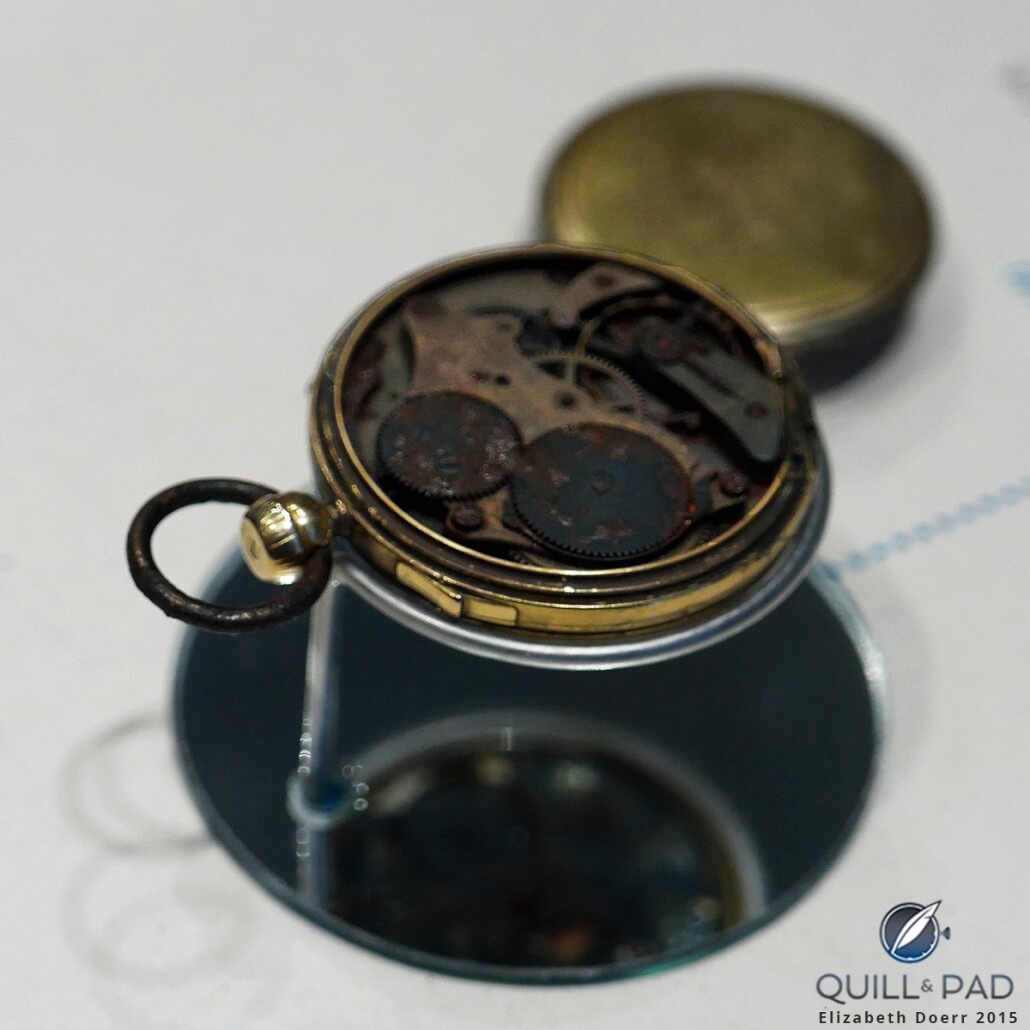 A pocket watch by A. Lange & Söhne that was irrevocably fire-damaged in 1945