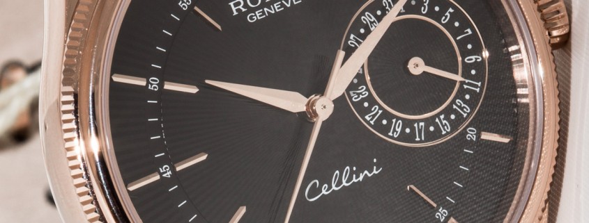 Rolex Cellini Date in Everose gold with dark dial