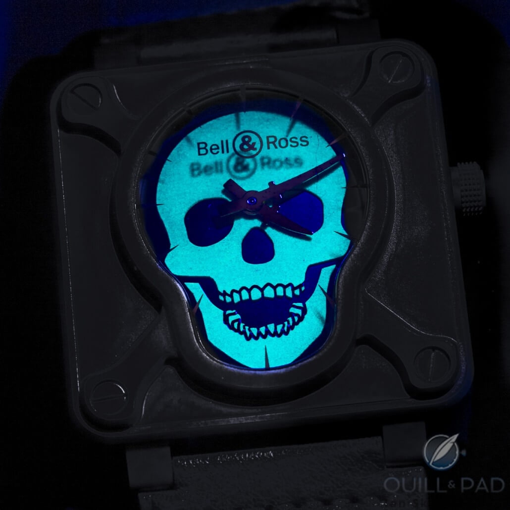 The Bell & Ross Skull looks darkly menacing by day, but comes out to play night