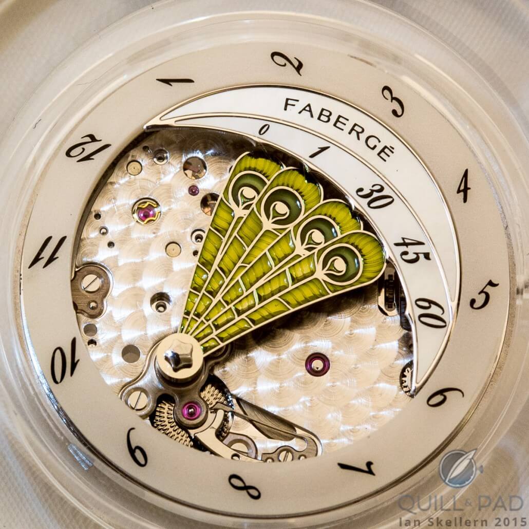 A look under the dial of the Fabergé Lady Compliquée Peacock