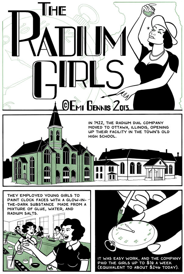 Radium Girls cartoon (courtesy www.emigennis.com)