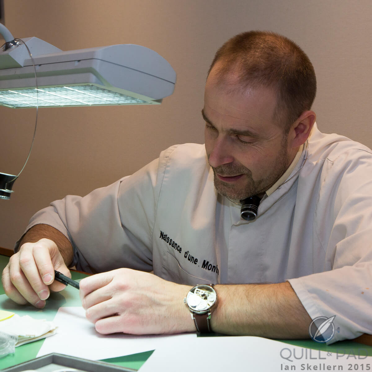 Michel Boulanger, master watchmaker and normally a teacher of watchmaking, has become a student again for the Le Garde Temps, Naissance d’une Montre project