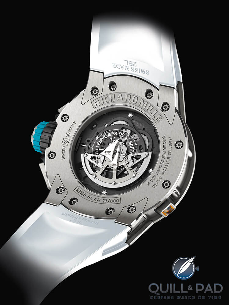 View through the display back of the Richard Mille RM-60-01Regatta Flyback Chronograph