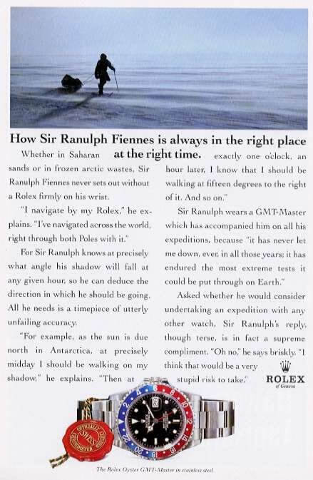 Rolex advertisment with Ranulph Fiennes