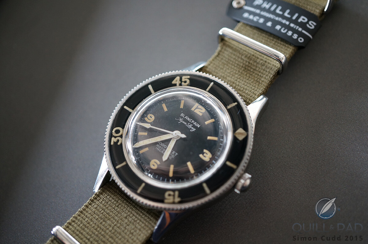 A 1954 Blancpain Aqua-Lung in the Phillips Geneva Watch Auction: One on the wrist (estimate CHF 20,000 - 30,000)