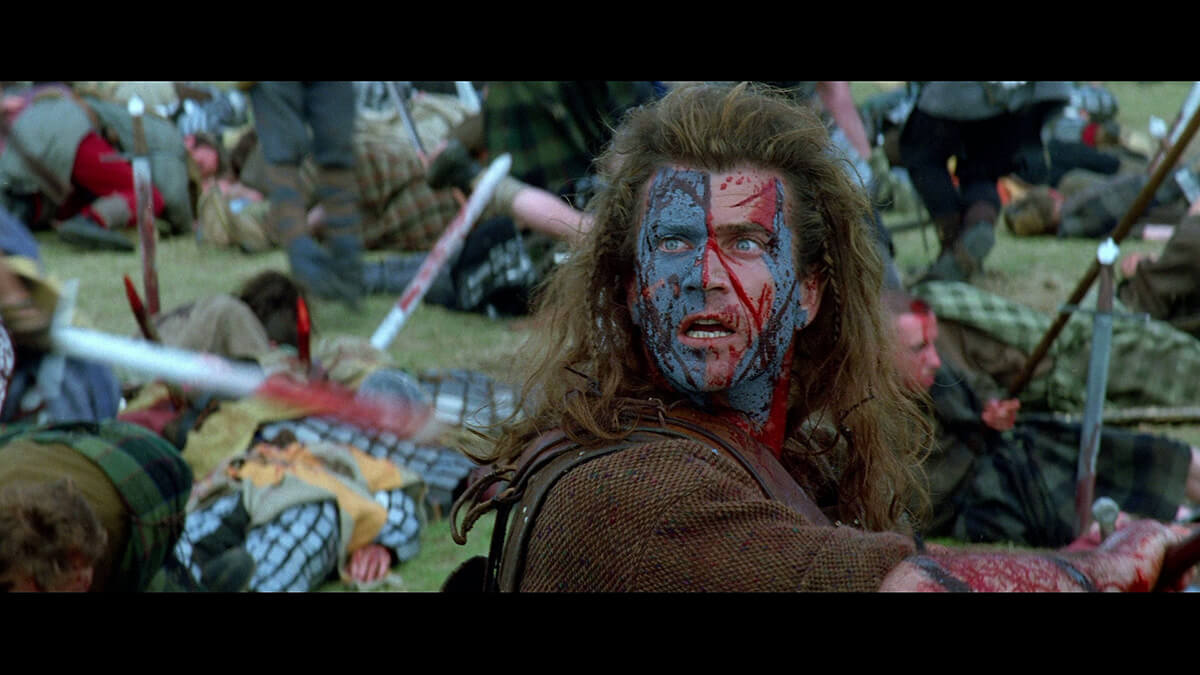 A colorful Mel Gibson in Braveheart fighting for what he feels is right