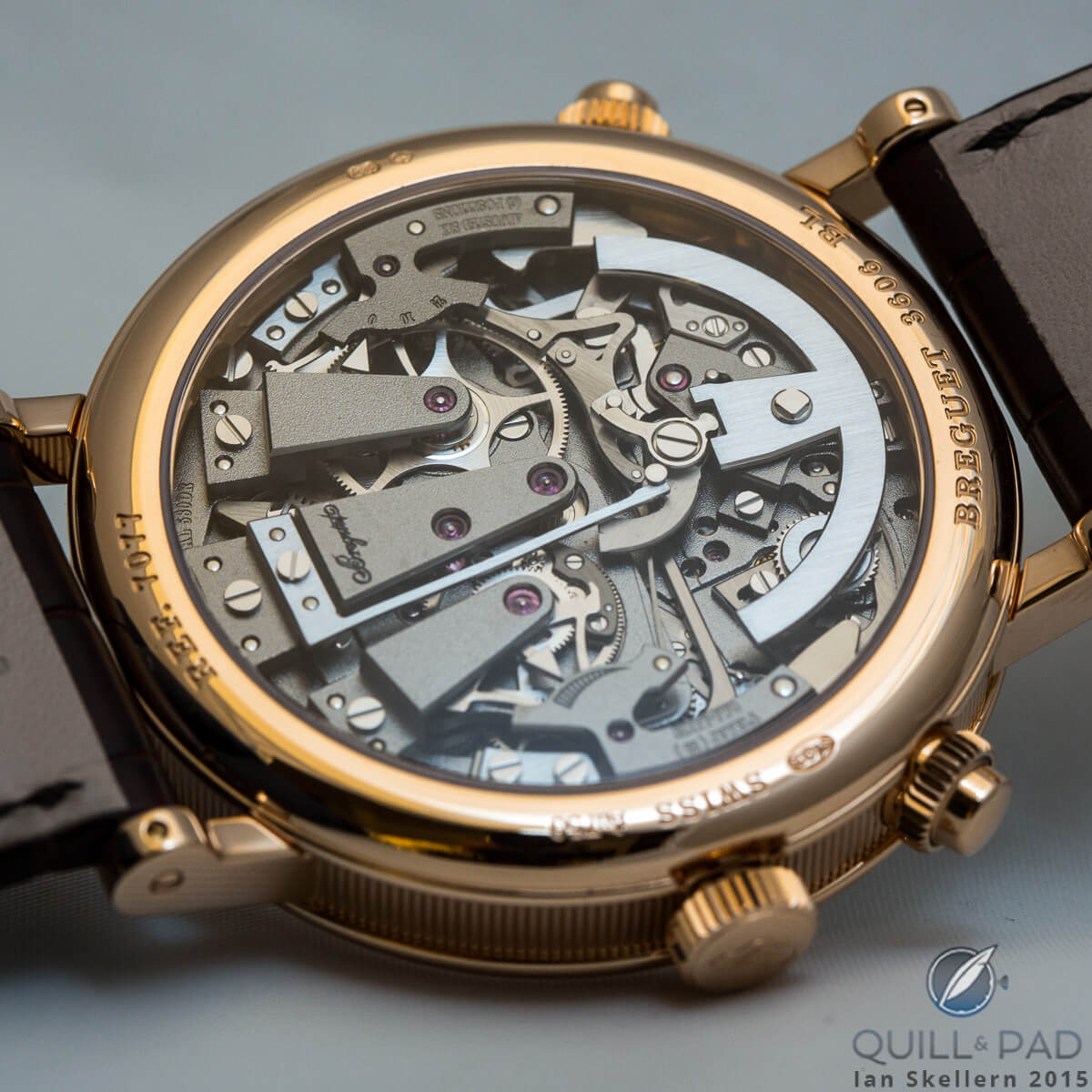 View of the back of the Breguet 7077 La Tradition Independent Chronograph