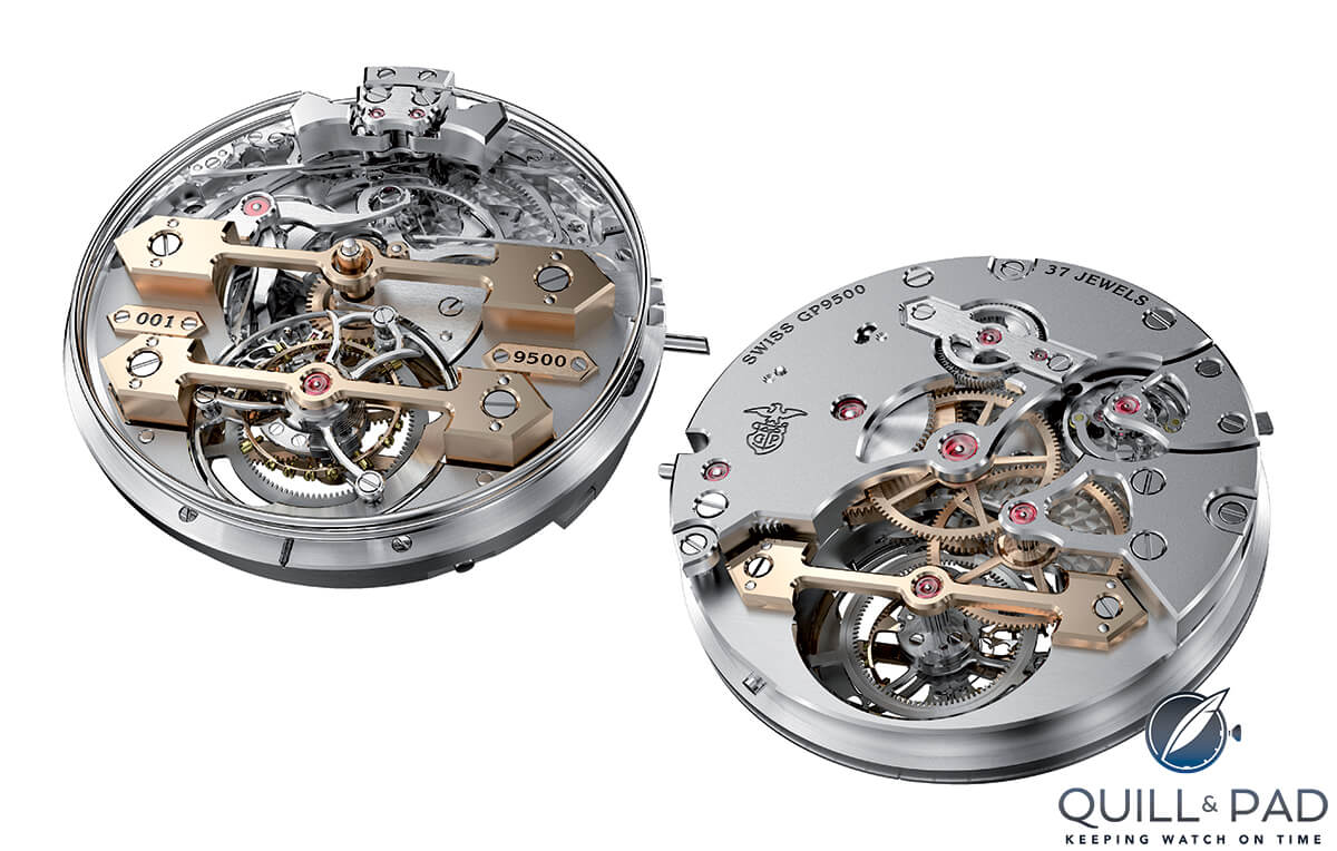 Caliber GP09500-0002 from the Girard-Perregaux Minute Repeater Tourbillon with Gold Bridges