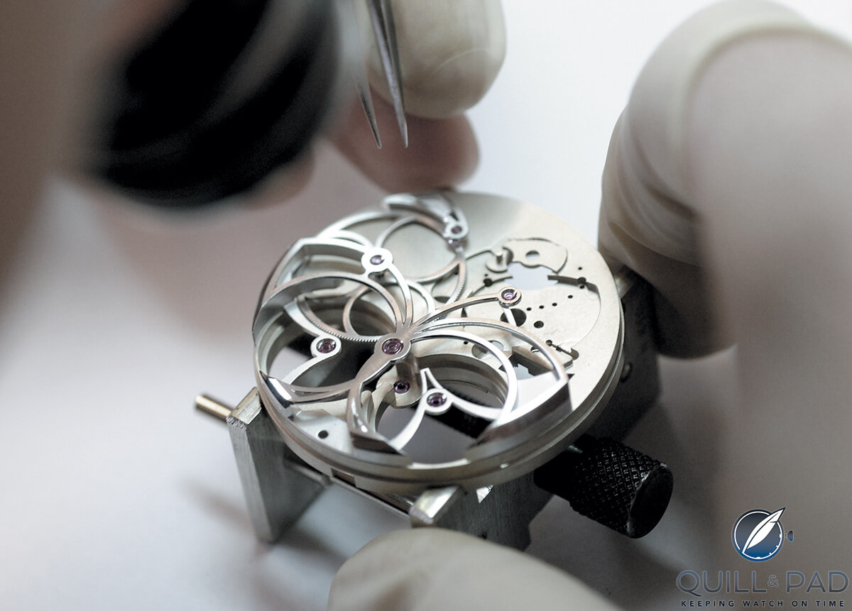Back of the Harry Winston Opus 7 by Andreas Strehler being assembled