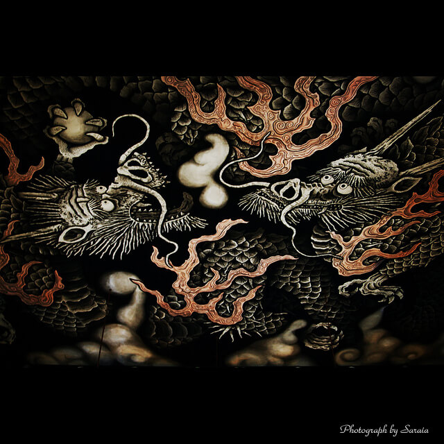 Dragon painting on the ceiling of the Kennin-ji Temple in Japan