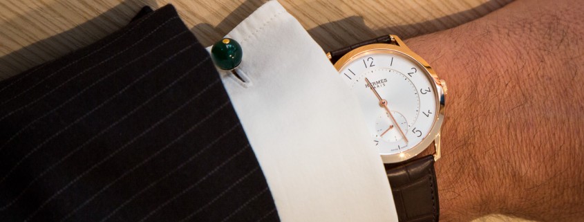 Slim d’Hermès watch on the wrist of Laurent Dordet, CEO La Montre Hermès