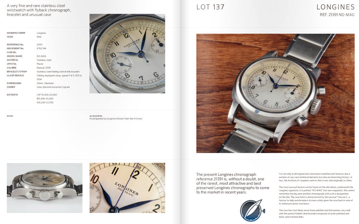 This Longines NO-MAG Reference 21391 from 1942 sold for 50,000 Swiss francs,
