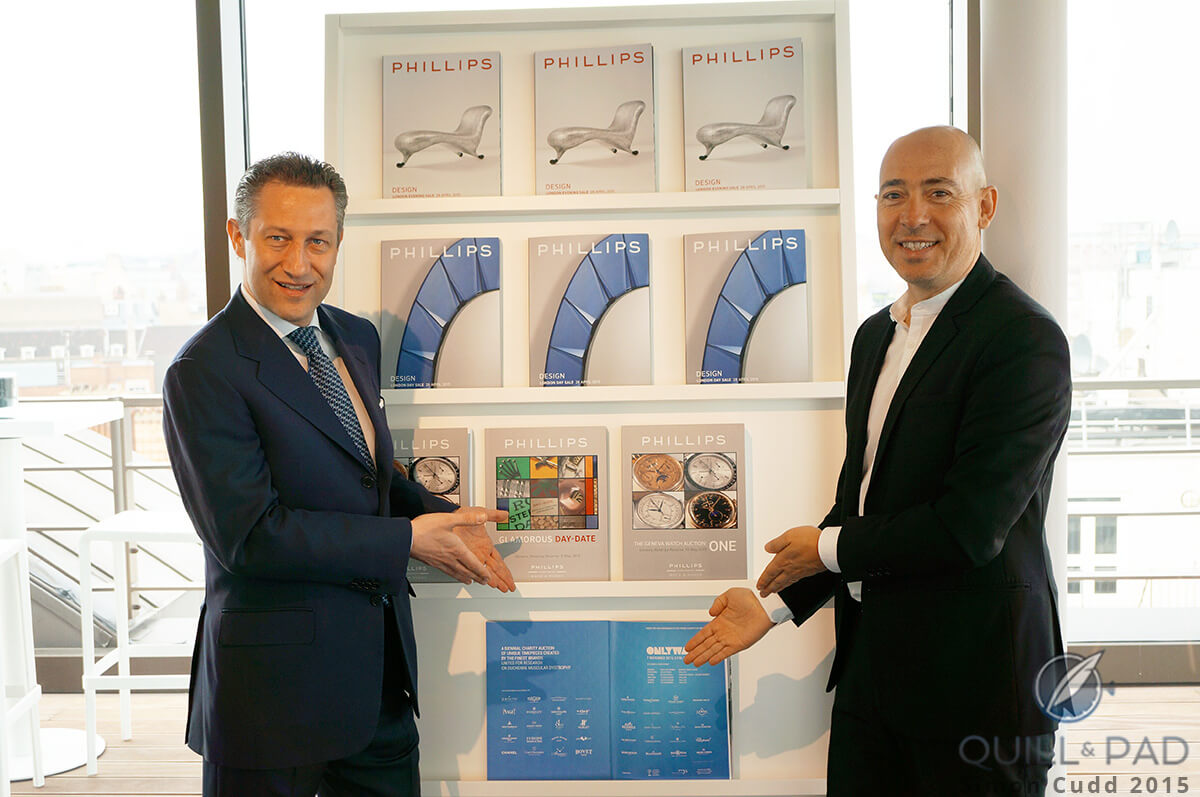 Head of Phillips' watch auctions Aurel Bacs (left) with Luc Pettavino, founder of Only Watch