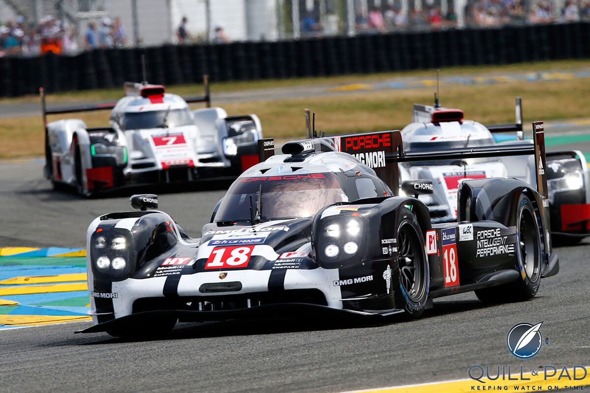 Porsche 919 Hybrid (car number 18) during the 2015 24 Hours of Le Mans