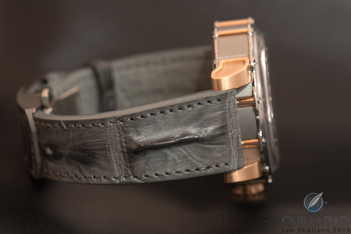 The hornback leather strap nicely complements Antoine Preziuso's Tourbillon of Tourbillons