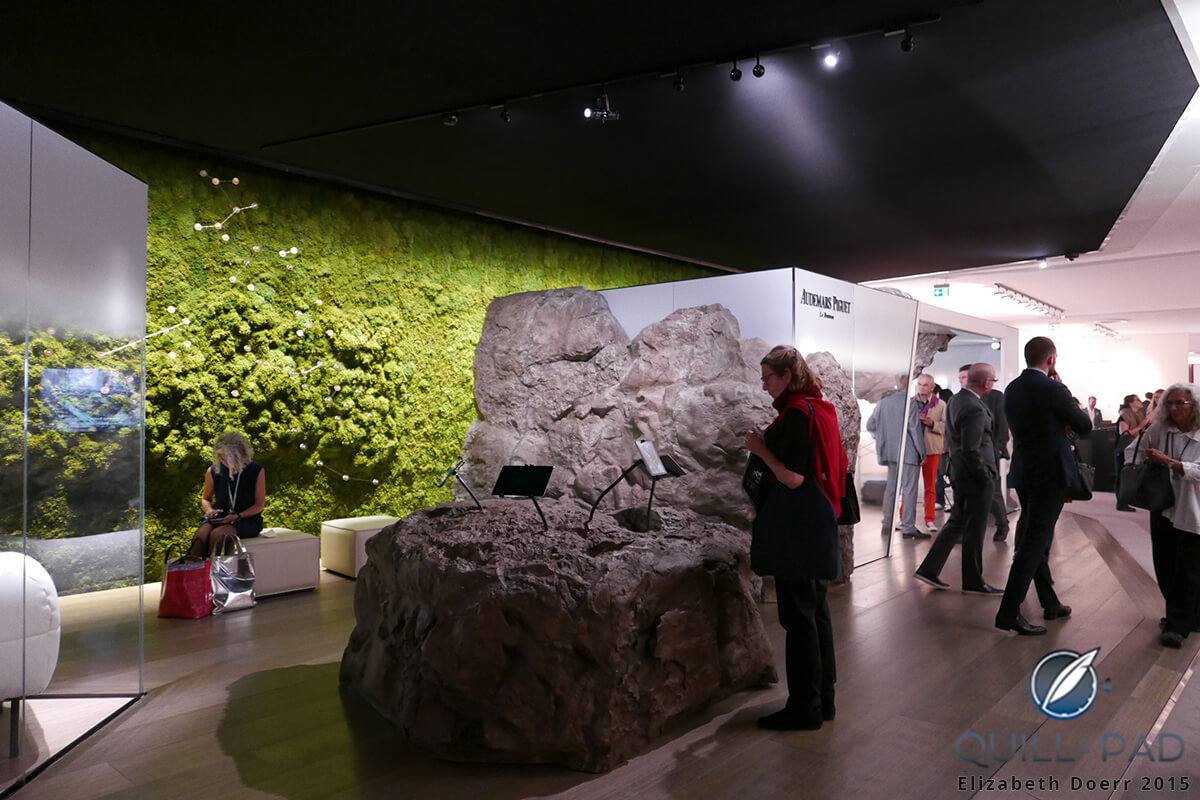 The Audemars Piguet booth at Art Basel 2015 with large Vallée de Joux 