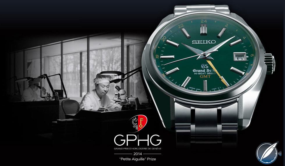 The Grand Seiko Hi-Beat 36000 GMT was awarded the “Petite Aiguille” prize for best watch under 8,000 swiss francs by the jury of the 2015 Grand Prix d’Horlogerie de Genève