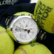 Longines Conquest Classic Moonphase in a nest of tennis balls