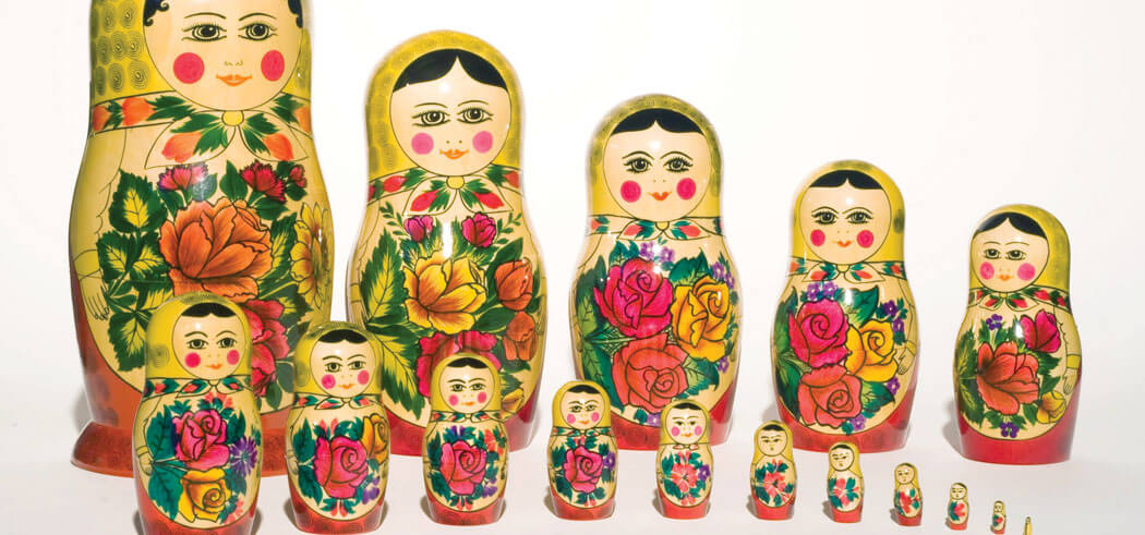 ussian Matryoshka dolls, also known as nesting dolls
