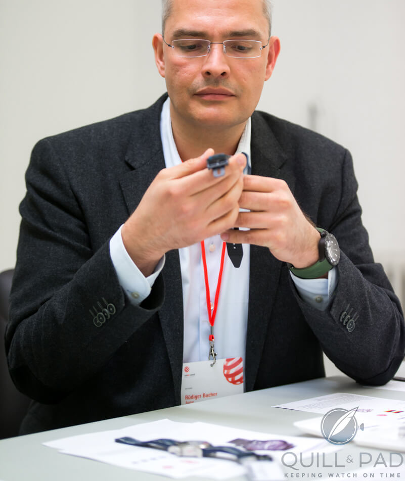 Rüdiger Bucher, member of the three-man jury panel judging the watch category of the 2015 Red Dot Awards