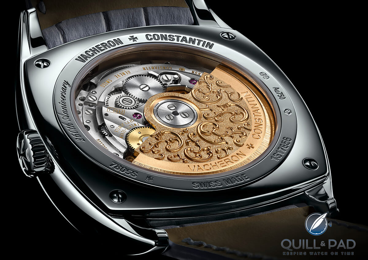 Intricately bas relief-engraved rotor of the Vacheron Constantin Harmony Dual Tim