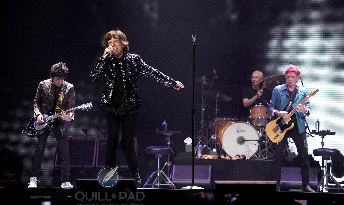 (From left) Rolling Stones Ron Wood, Mick Jagger, Charlie Watts, and Keith Richards giving their all on stage