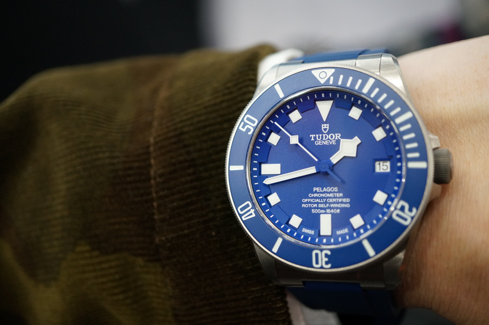 The distinctive Tudor Blue Pelagos diver's watch