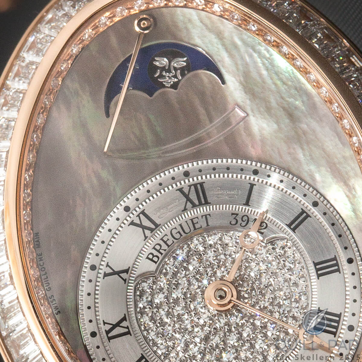 A close look at the dial of the Breguet Reine de Naples Haute Joaillerie