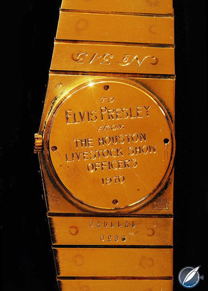  Engraved back of Elvis Presley's Rolex King Midas (photo courtesy Jake's Rolex World)