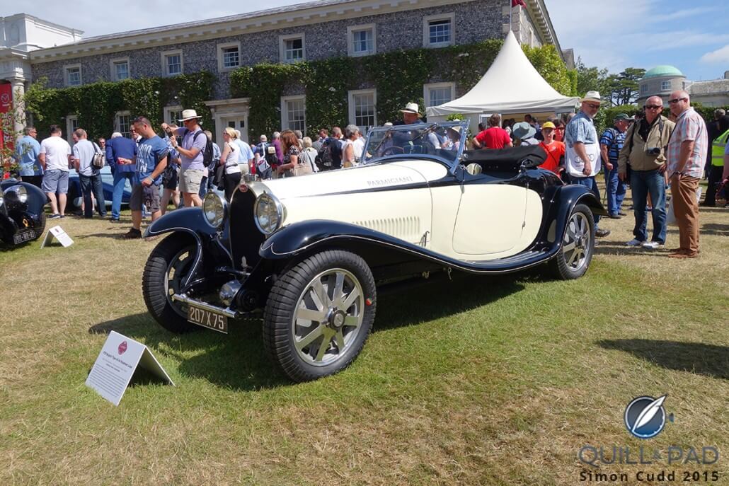 A vintage Bugatti on show at the Cartier Concours Style de Luxe of the 2015 Goodwood Festival of Speed