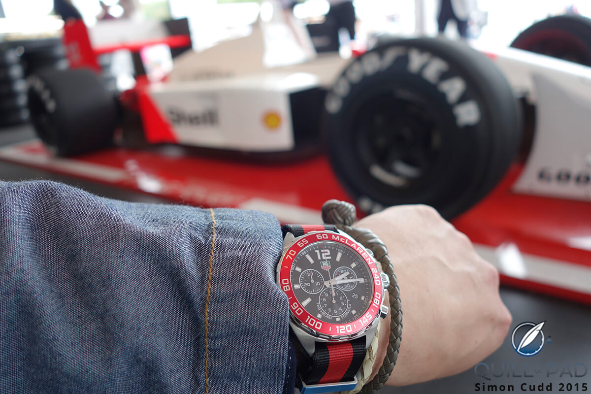 TAG Heuer Formula 1 McLaren on the wrist at the 2015 Goodwood Festival of Speed