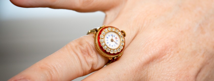 Jaeger-LeCoultre no. 1660 ring watch on the finger