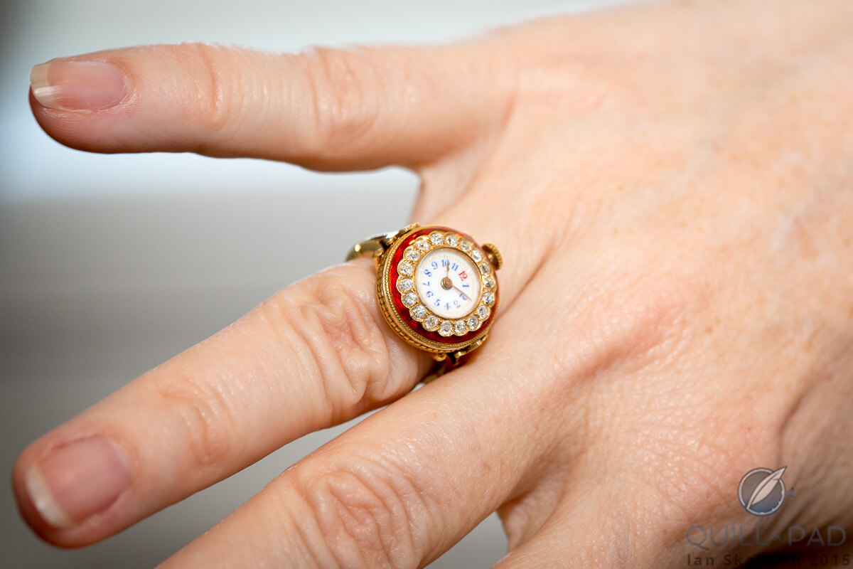 Jaeger-LeCoultre ring watch with enamel on the finger