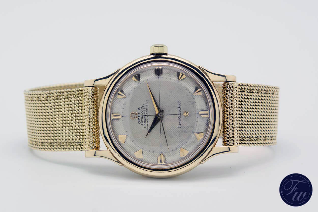 The Omega Constellation Reference 2652SC from 1952 on a gold mesh bracelet