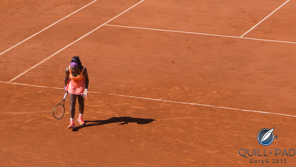 Self-motivation, with shadow: Serena Williams at Roland Garros 2015