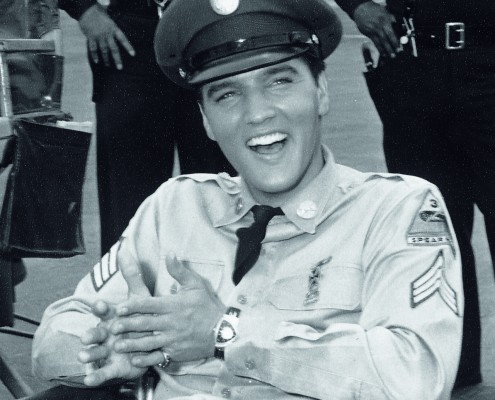 Elvis Presley wearing the Hamilton Ventura in army dress