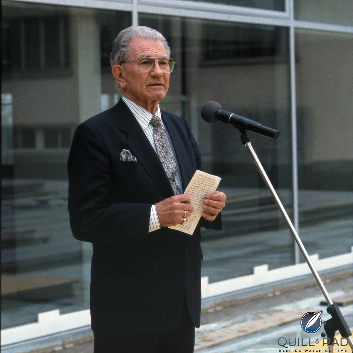 René Bannwart in 1995 at the inauguration of the new Corum factory in La Chaux-de-Fonds