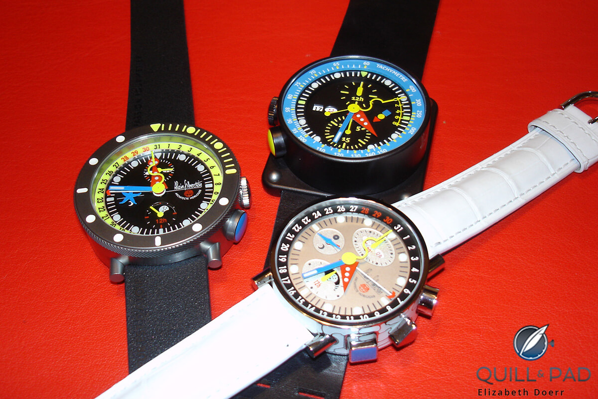 A colorful clutch of Alain Silberstein watches as seen in 2010