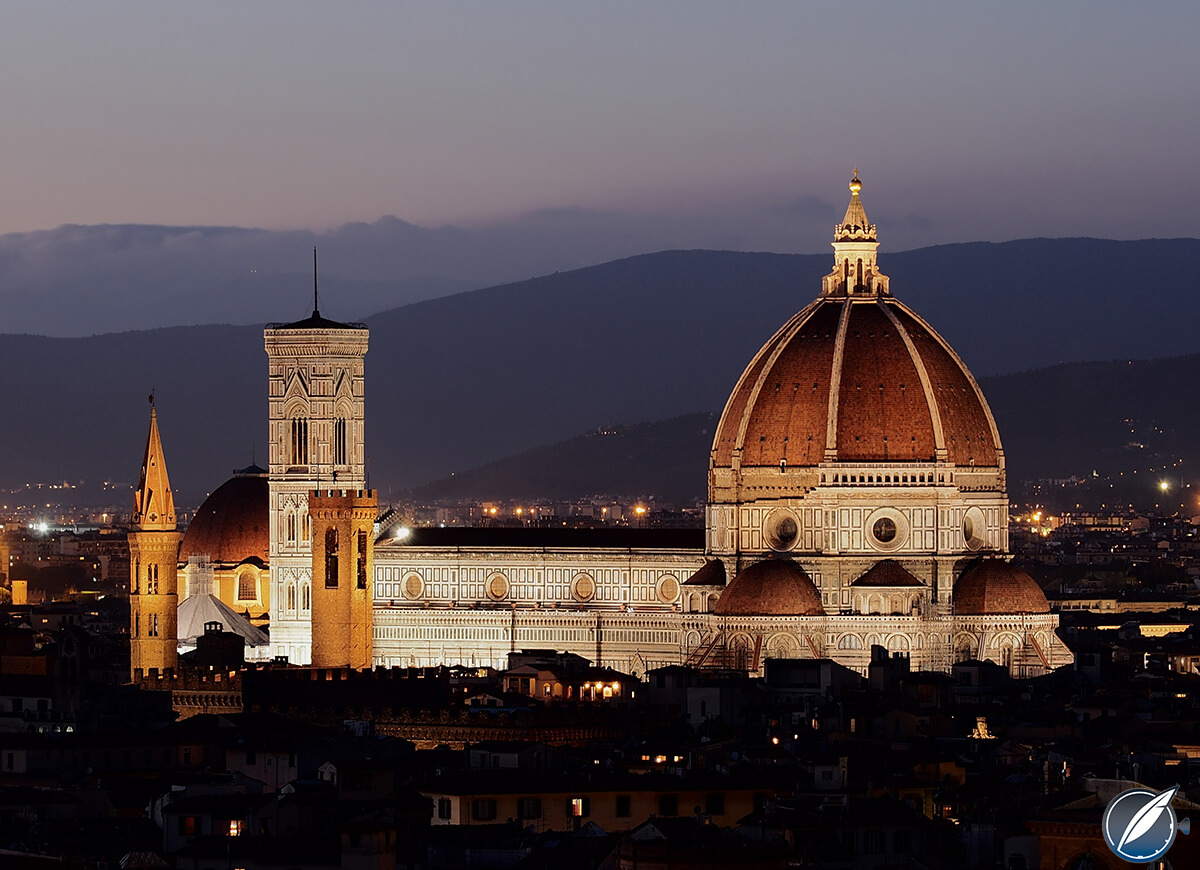 The famous cathedral of Saint Mary of the Flower in Florence, better known as the Duomo