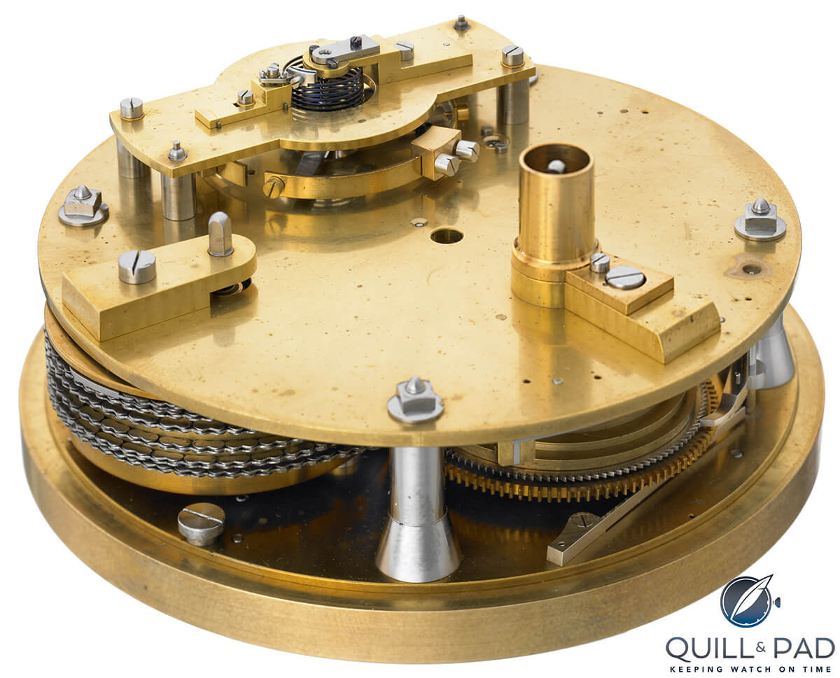 A marine chronometer from Berthoud’s workshop from 1850, now on display at Chopard’s L.U.C.eum in Fleurier