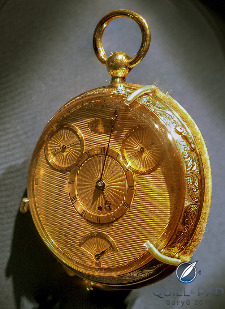 Dial side of the earliest tourbillon watch, Breguet, 1809