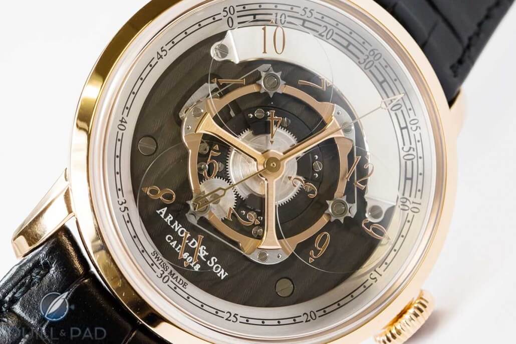 Dial side of the Arnold & Son Golden Wheel