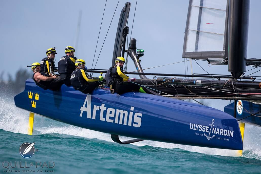 The Artemis Racing America's Cup sailing team, which is sponsored by Ulysse Nardin, training in Bermuda (courtesy Sander van der Borch / Artemis Racing Photos)