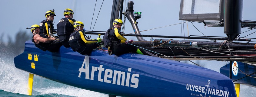 The Artemis Racing America's Cup sailing team, which is sponsored by Ulysse Nardin, training in Bermuda