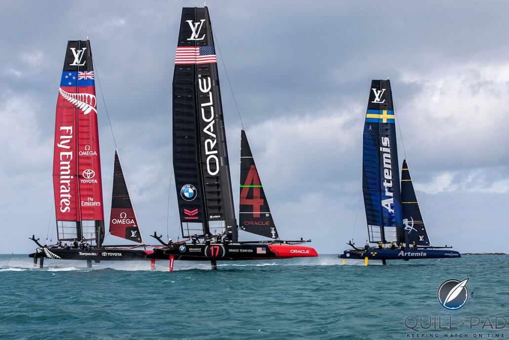 America's Cup sailing teams during a practice race in Bermuda (courtesy Sander van der Borch / Artemis Racing Photos)
