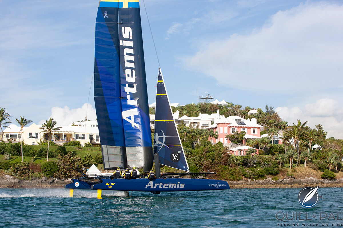 The Artemis Racing America's Cup sailing team, which is sponsored by Ulysse Nardin, training in Bermuda