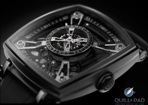 Close up look dial side of the MCT Frequential One F110