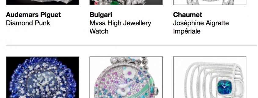 Pre-selected Jewellery watches in the 2015 Grand Prix d’Horlogerie de Genève