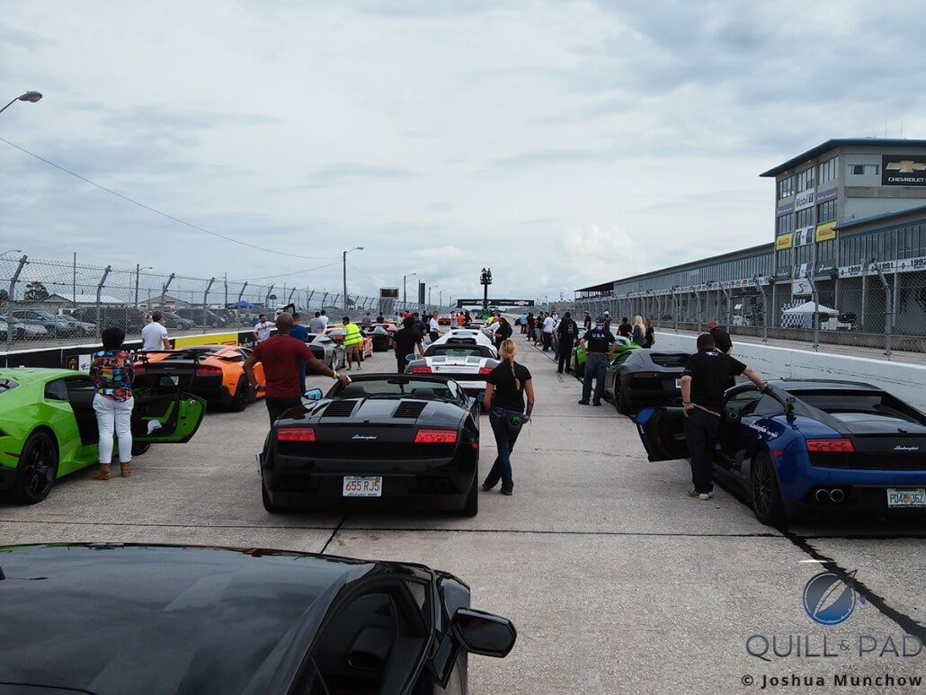 Lamborghinis ready to hit the track at the Super Trofeo world finals in Sebring, Florida