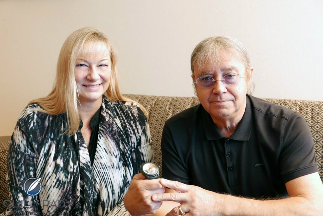 Ian Paice holding his new Corum Paiste Bubble during the interview with Elizabeth Doerr